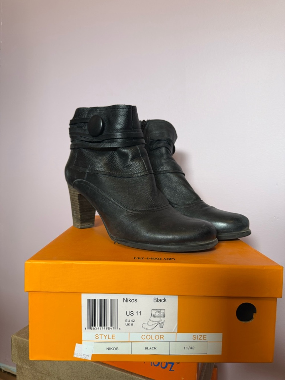 Miz Mooz Black Leather Ankle Booties